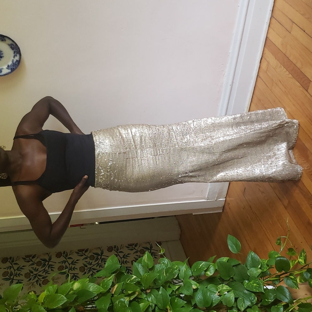 Anthropologie Sequin Gold Skirt